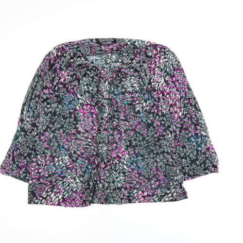 Marks and Spencer Per Una Women's Multicoloured Floral V-Neck 3/4 Sleeve Tunic Blouse Size 18