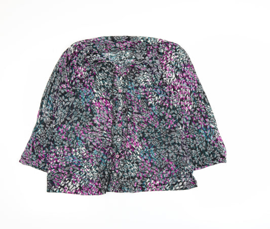 Marks and Spencer Per Una Women's Multicoloured Floral V-Neck 3/4 Sleeve Tunic Blouse Size 18