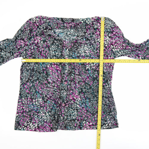 Marks and Spencer Per Una Women's Multicoloured Floral V-Neck 3/4 Sleeve Tunic Blouse Size 18