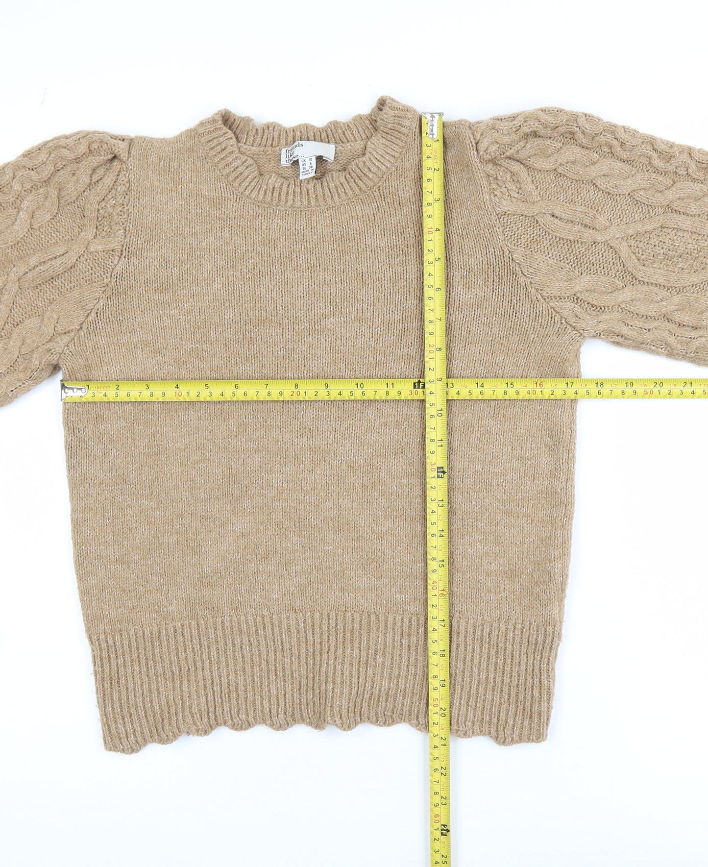 Friends Like These Womens Beige Cable Knit Jumper Size 10