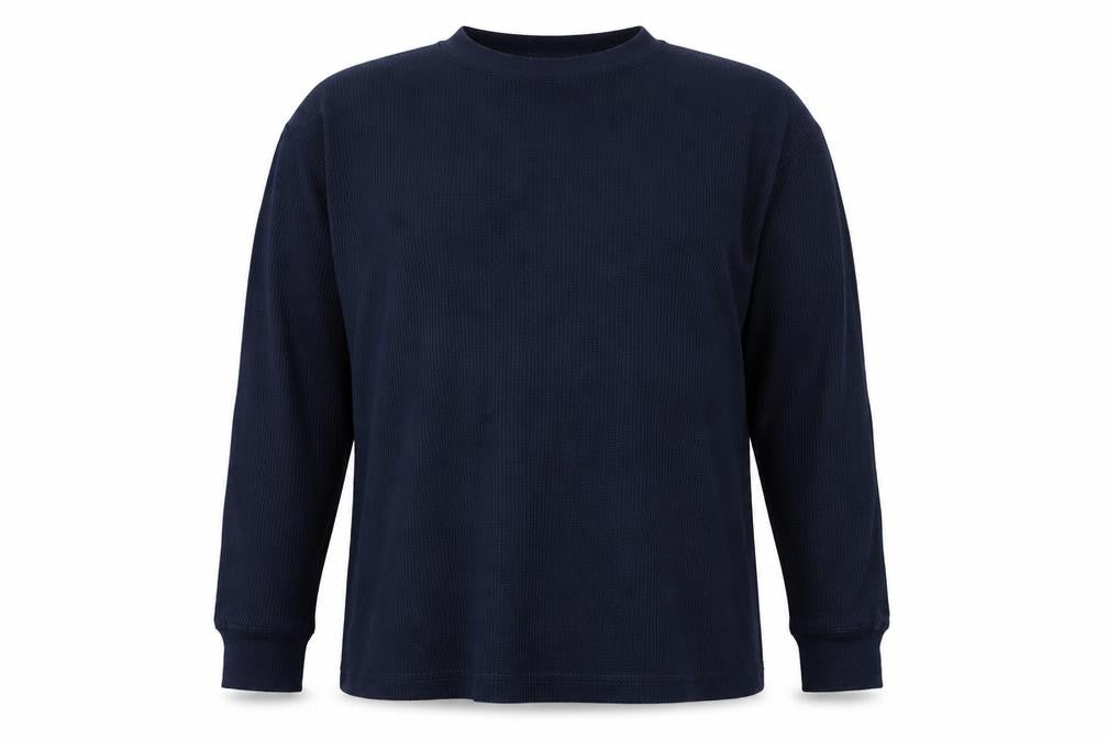 Front view of Trespass men’s navy xxl jumper cotton blend thermal knit