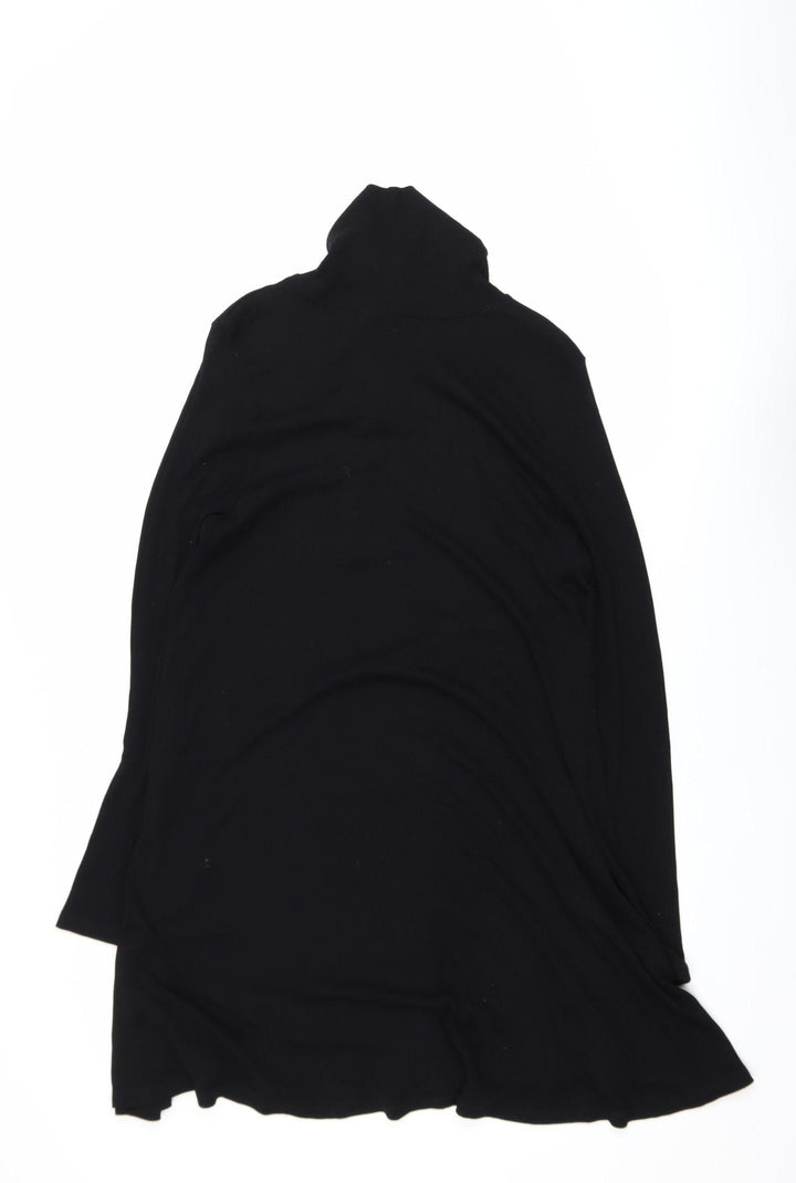 ASOS Women Black Size 12 Knit Roll Neck Long Sleeve Shift Dress