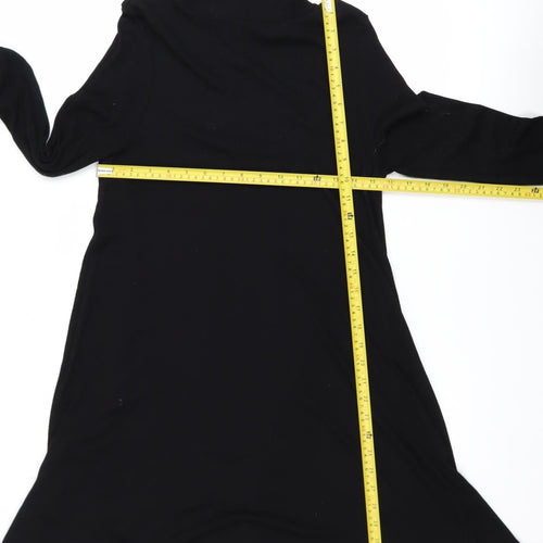 ASOS Women Black Size 12 Knit Roll Neck Long Sleeve Shift Dress