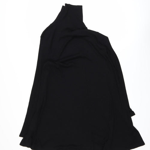 ASOS Women Black Size 12 Knit Roll Neck Long Sleeve Shift Dress