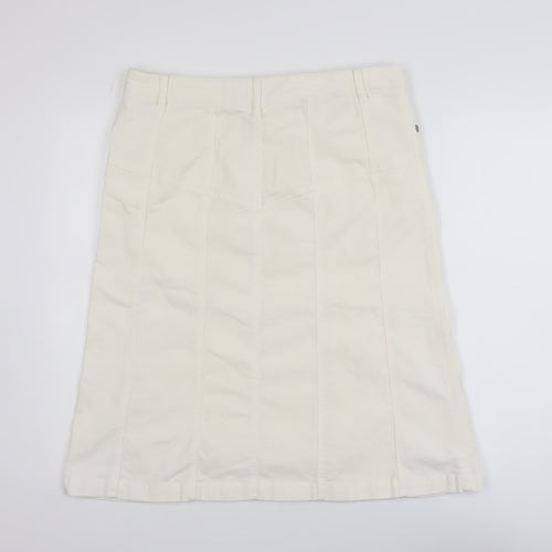 b.young Women Ivory A-Line Stretch Cotton Knee Length Skirt Size 14