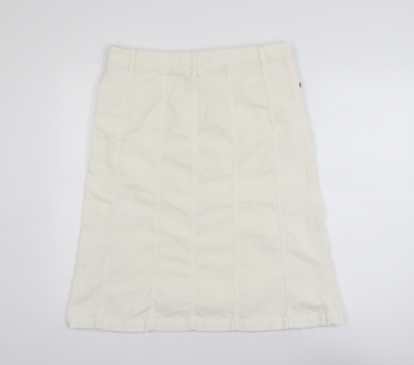 b.young Women Ivory A-Line Stretch Cotton Knee Length Skirt Size 14