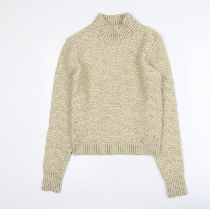 Lipsy London Womens Beige Mock Neck Long Sleeve Jumper UK 10