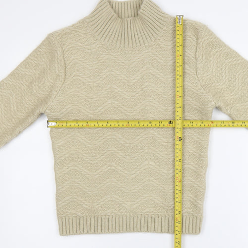 Lipsy London Womens Beige Mock Neck Long Sleeve Jumper UK 10