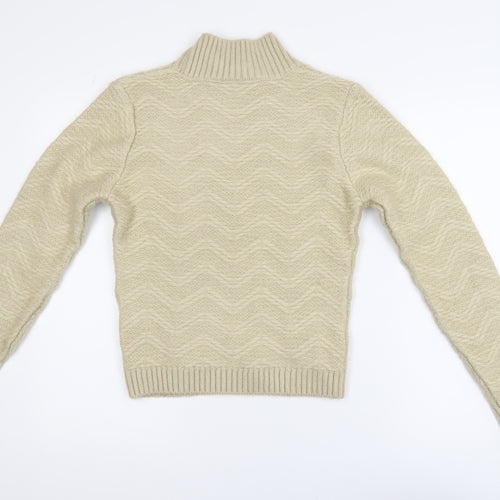 Lipsy London Womens Beige Mock Neck Long Sleeve Jumper UK 10