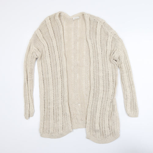 Garnet Hill Women's Beige Open-Knit Linen Cotton Cardigan Size S