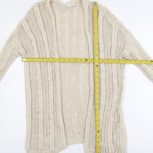 Garnet Hill Women's Beige Open-Knit Linen Cotton Cardigan Size S
