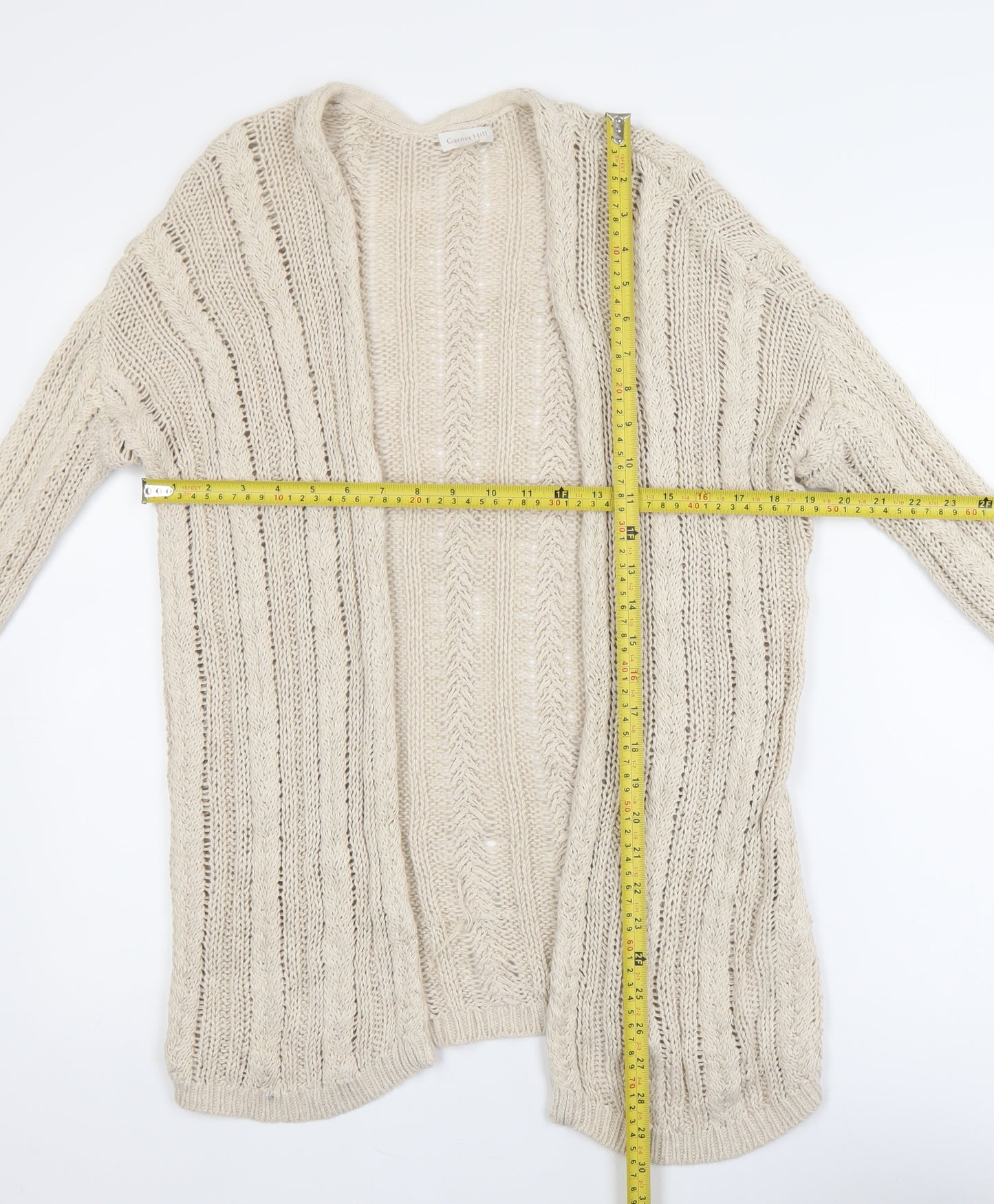 Garnet Hill Women's Beige Open-Knit Linen Cotton Cardigan Size S