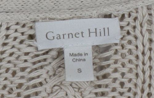 Garnet Hill Women's Beige Open-Knit Linen Cotton Cardigan Size S