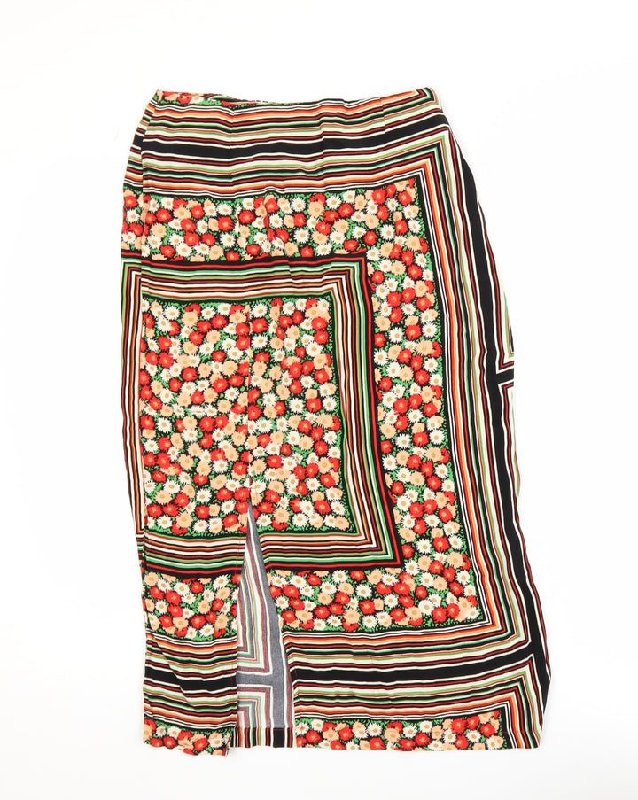 Topshop Womens Multicoloured Midi Pencil Skirt Size 6 Viscose