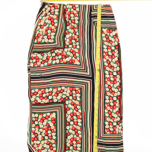 Topshop Womens Multicoloured Midi Pencil Skirt Size 6 Viscose