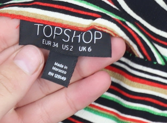 Topshop Womens Multicoloured Midi Pencil Skirt Size 6 Viscose