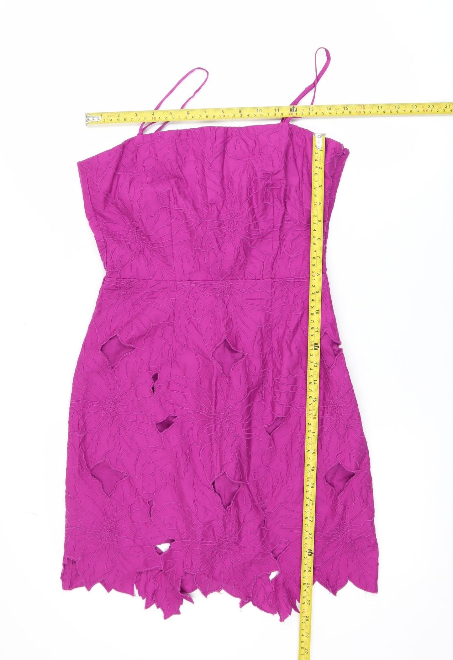 H&M Women’s Pink Floral Embroidered Cut Out Bodycon Dress Size 8