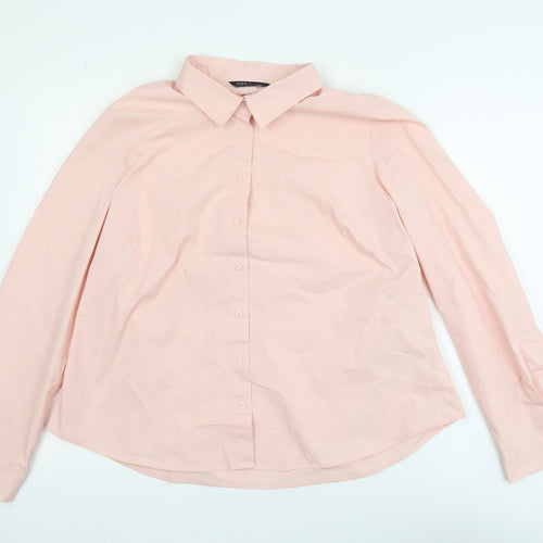 Marks and Spencer Women Pink Long Sleeve Button-Up Shirt Size 18