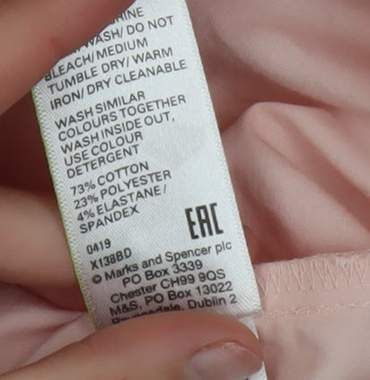 Marks and Spencer Women Pink Long Sleeve Button-Up Shirt Size 18