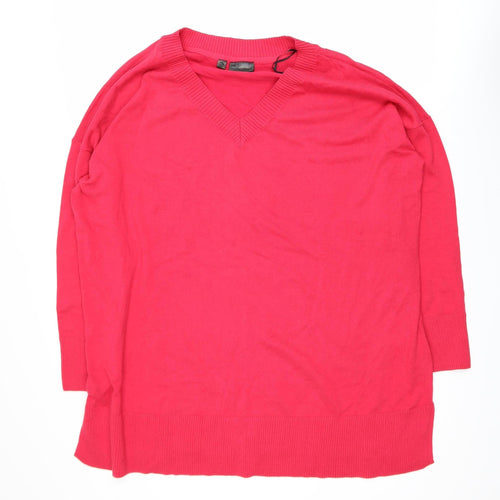 bpc Selection Women Red V-Neck XL Pullover Jumper Cotton Blend
