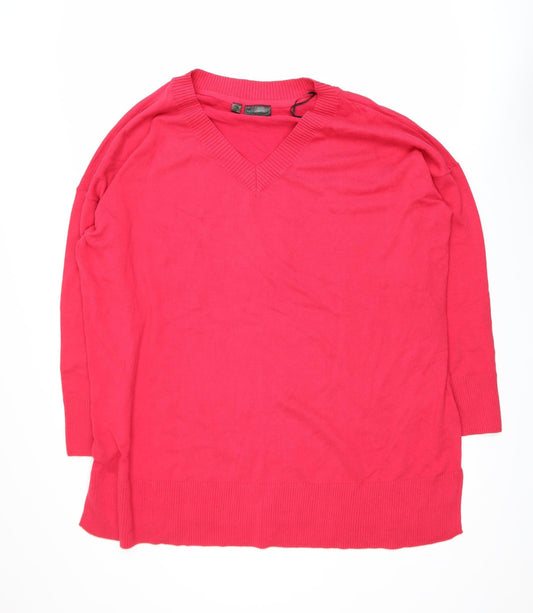 bpc Selection Women Red V-Neck XL Pullover Jumper Cotton Blend