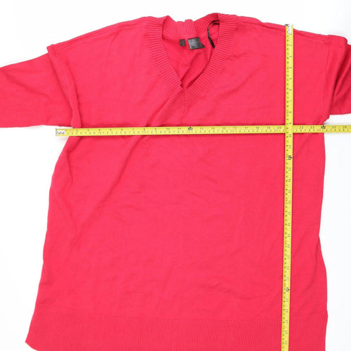 bpc Selection Women Red V-Neck XL Pullover Jumper Cotton Blend