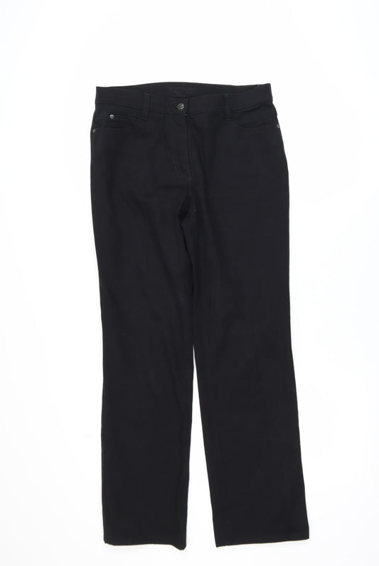 Gerry Weber Women’s Black Cotton Stretch Straight Trousers Size 10