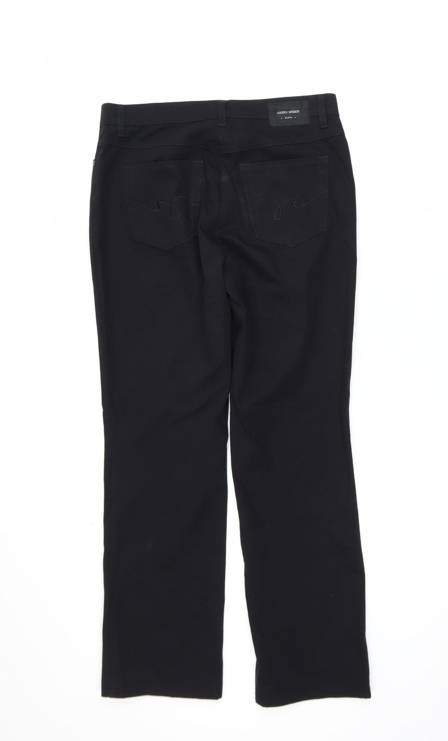 Gerry Weber Women’s Black Cotton Stretch Straight Trousers Size 10