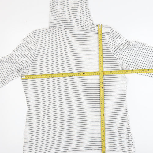 Lands' End Women’s White Striped Roll Neck Long Sleeve Top L