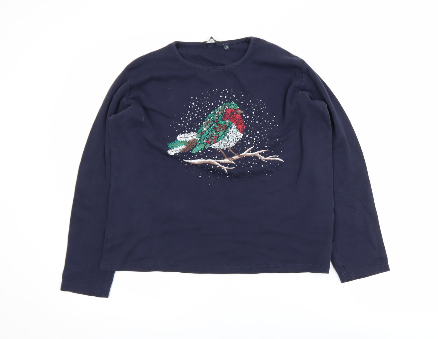 Isle Essentials Girls Blue 15-16 Years Embroidered Robin Long Sleeve Top