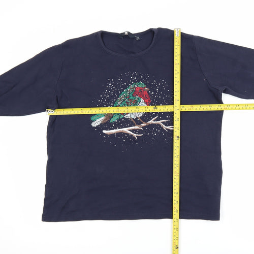 Isle Essentials Girls Blue 15-16 Years Embroidered Robin Long Sleeve Top