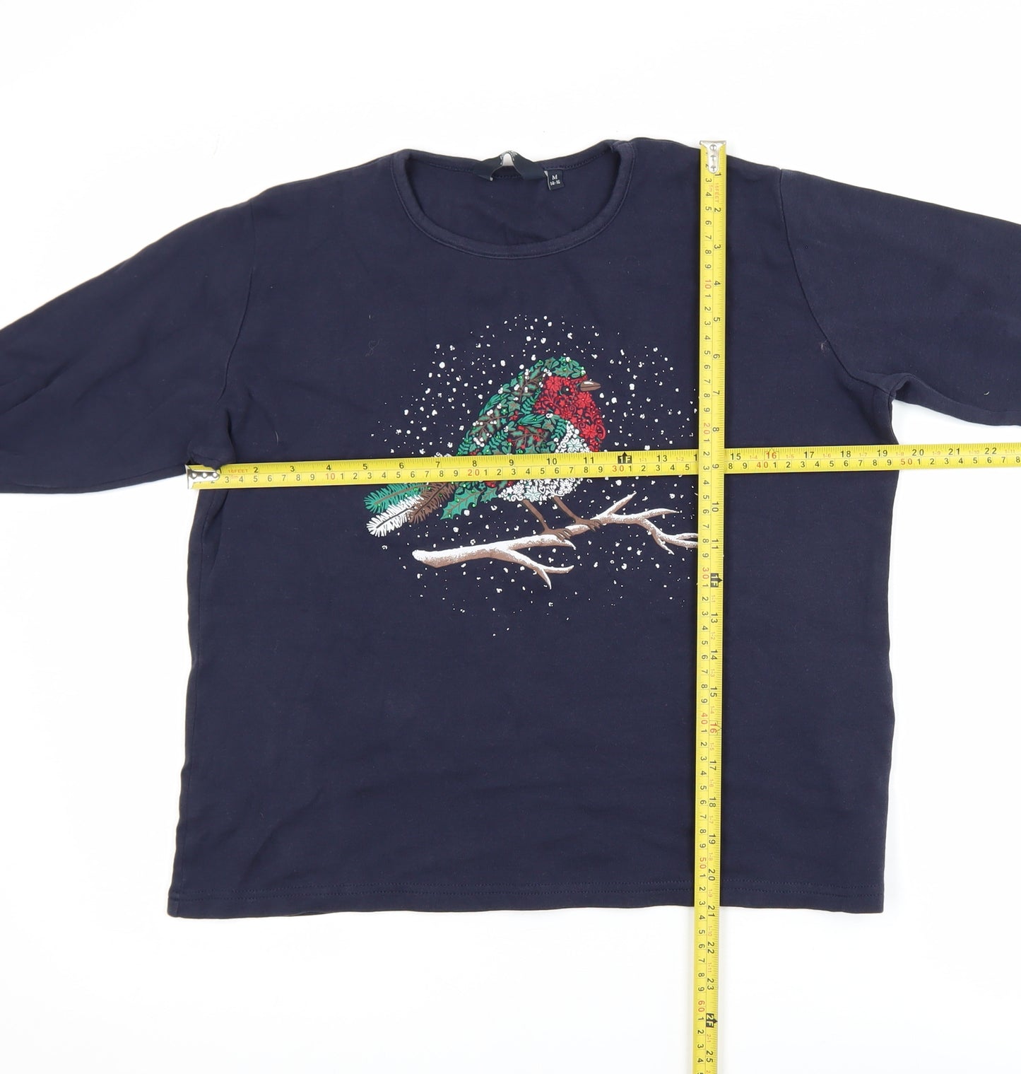 Isle Essentials Girls Blue 15-16 Years Embroidered Robin Long Sleeve Top