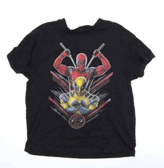 Primark Marvel Men's Black Deadpool Wolverine Graphic T-Shirt M