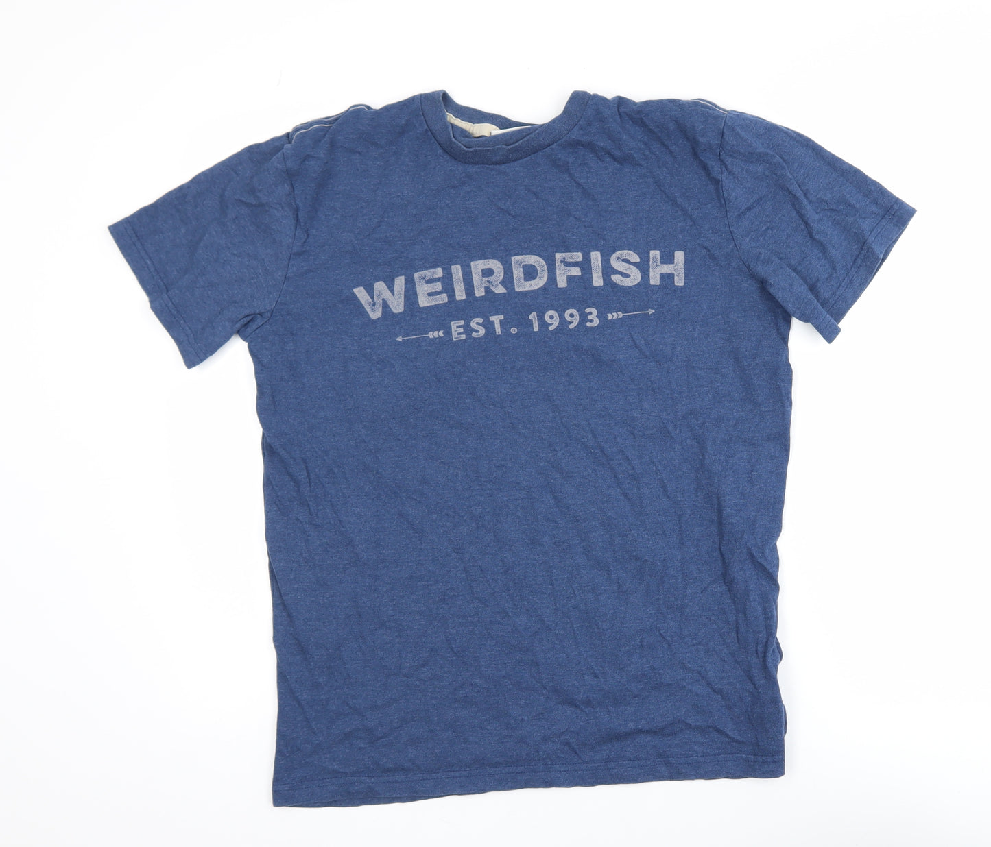 Weird Fish Men's Blue Graphic Cotton Blend T-Shirt Size S