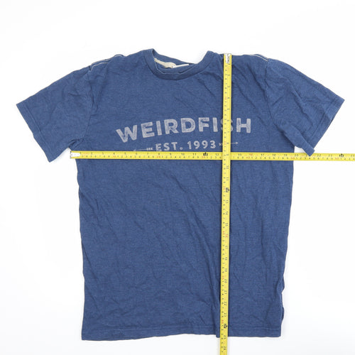Weird Fish Men's Blue Graphic Cotton Blend T-Shirt Size S