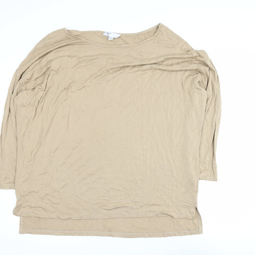 Friends Like These Women’s Beige 3/4 Sleeve Stretch Jersey Top UK 16