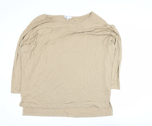 Friends Like These Women’s Beige 3/4 Sleeve Stretch Jersey Top UK 16