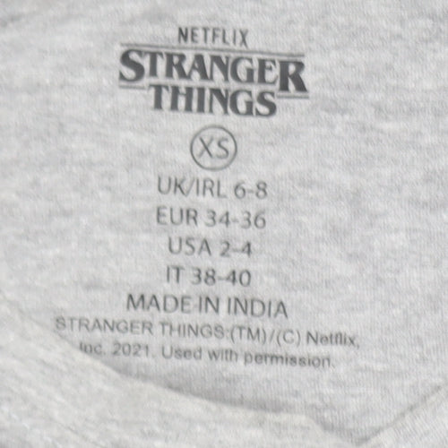 Stranger Things Women's Grey XS Short Sleeve Cotton T-Shirt