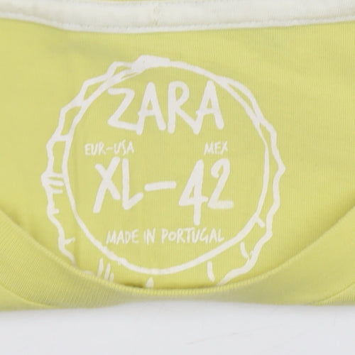 Zara Men Yellow Graphic Cartoon T-Shirt XL Short Sleeve