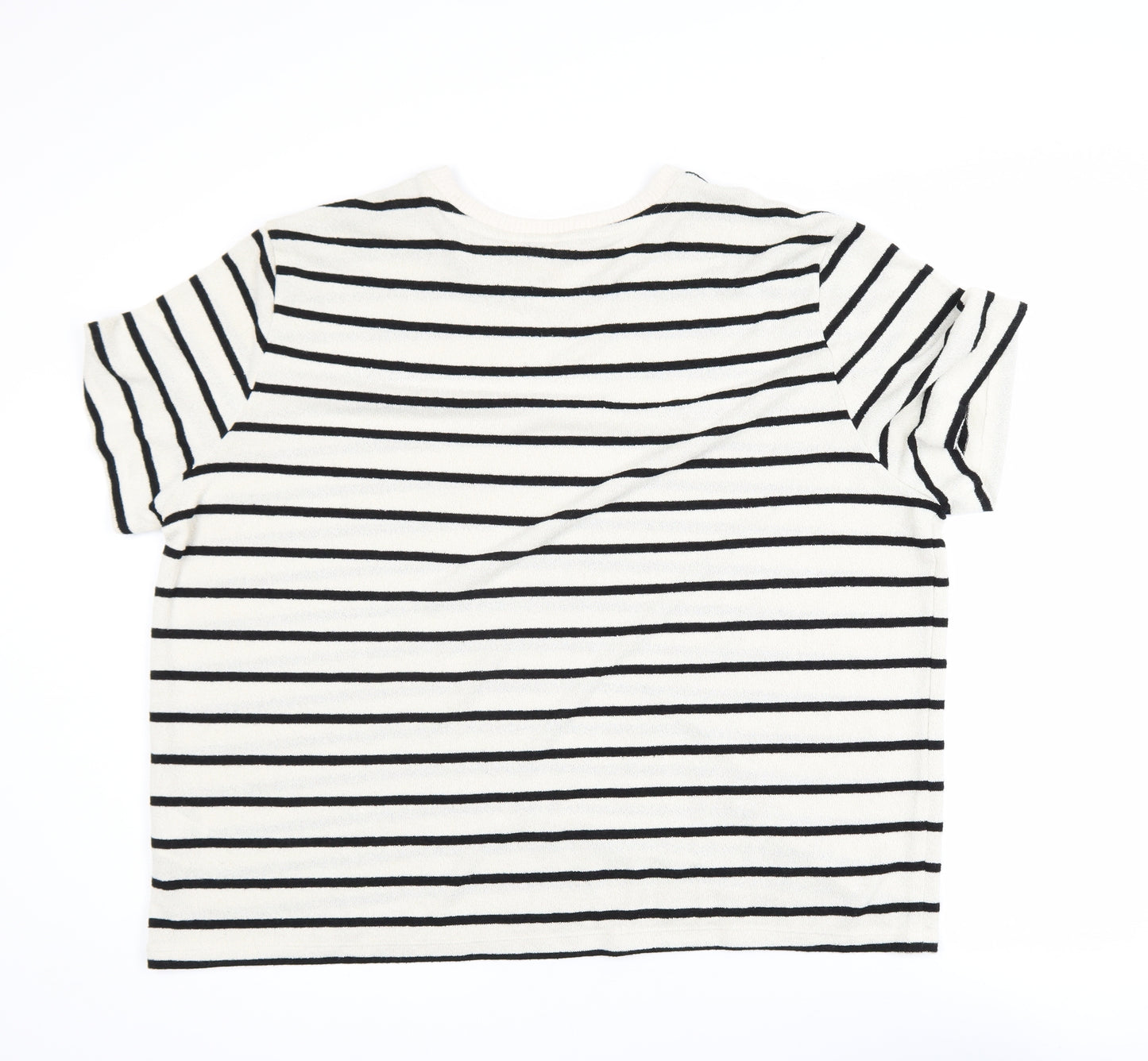 H&M Women’s White Black Striped Short Sleeve Cotton T-Shirt Size 18