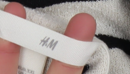 H&M Women’s White Black Striped Short Sleeve Cotton T-Shirt Size 18
