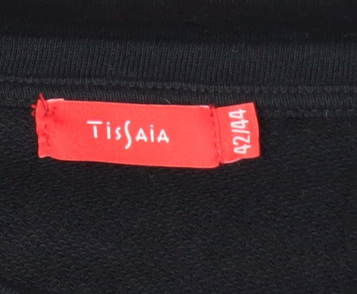 Tissaia Womens Black Tiger Graphic Pullover Sweatshirt Size 14