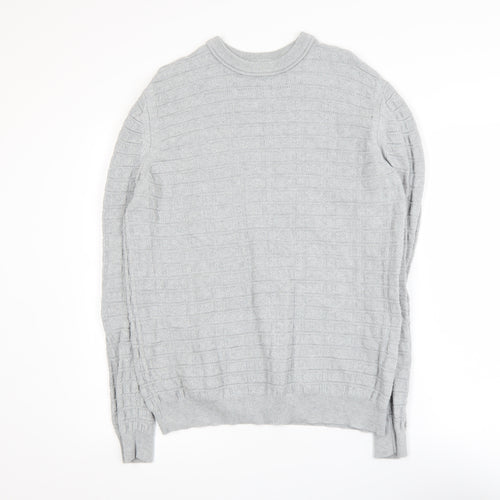 Nigel Hall Mens Grey Cotton Knit Crew Neck Jumper M