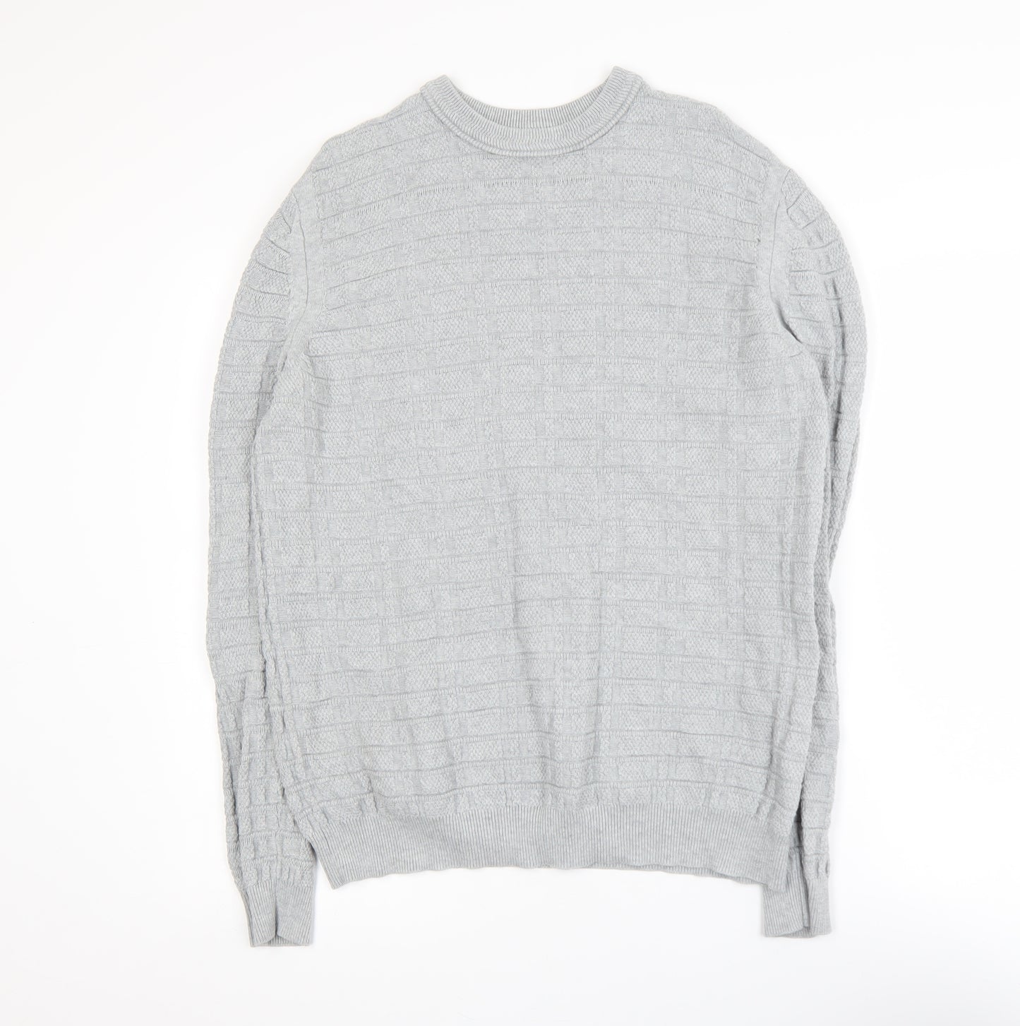 Nigel Hall Mens Grey Cotton Knit Crew Neck Jumper M