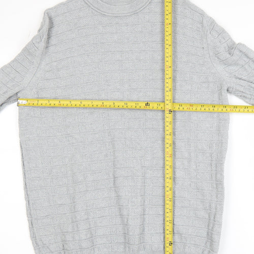 Nigel Hall Mens Grey Cotton Knit Crew Neck Jumper M