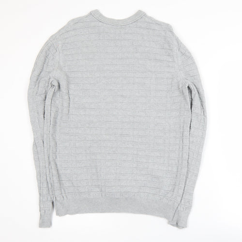 Nigel Hall Mens Grey Cotton Knit Crew Neck Jumper M