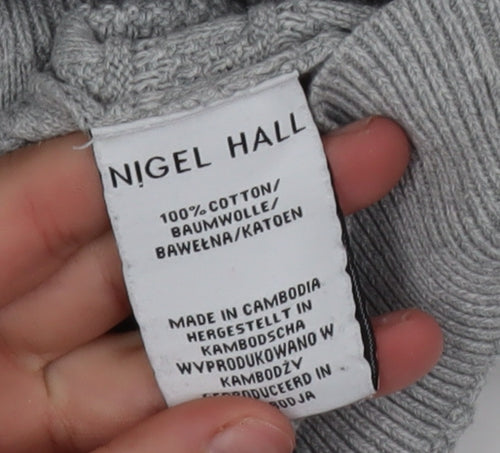 Nigel Hall Mens Grey Cotton Knit Crew Neck Jumper M