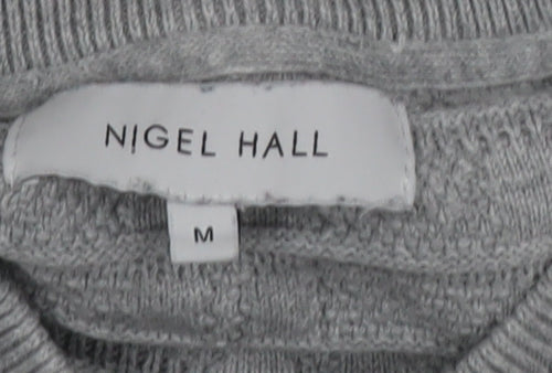Nigel Hall Mens Grey Cotton Knit Crew Neck Jumper M