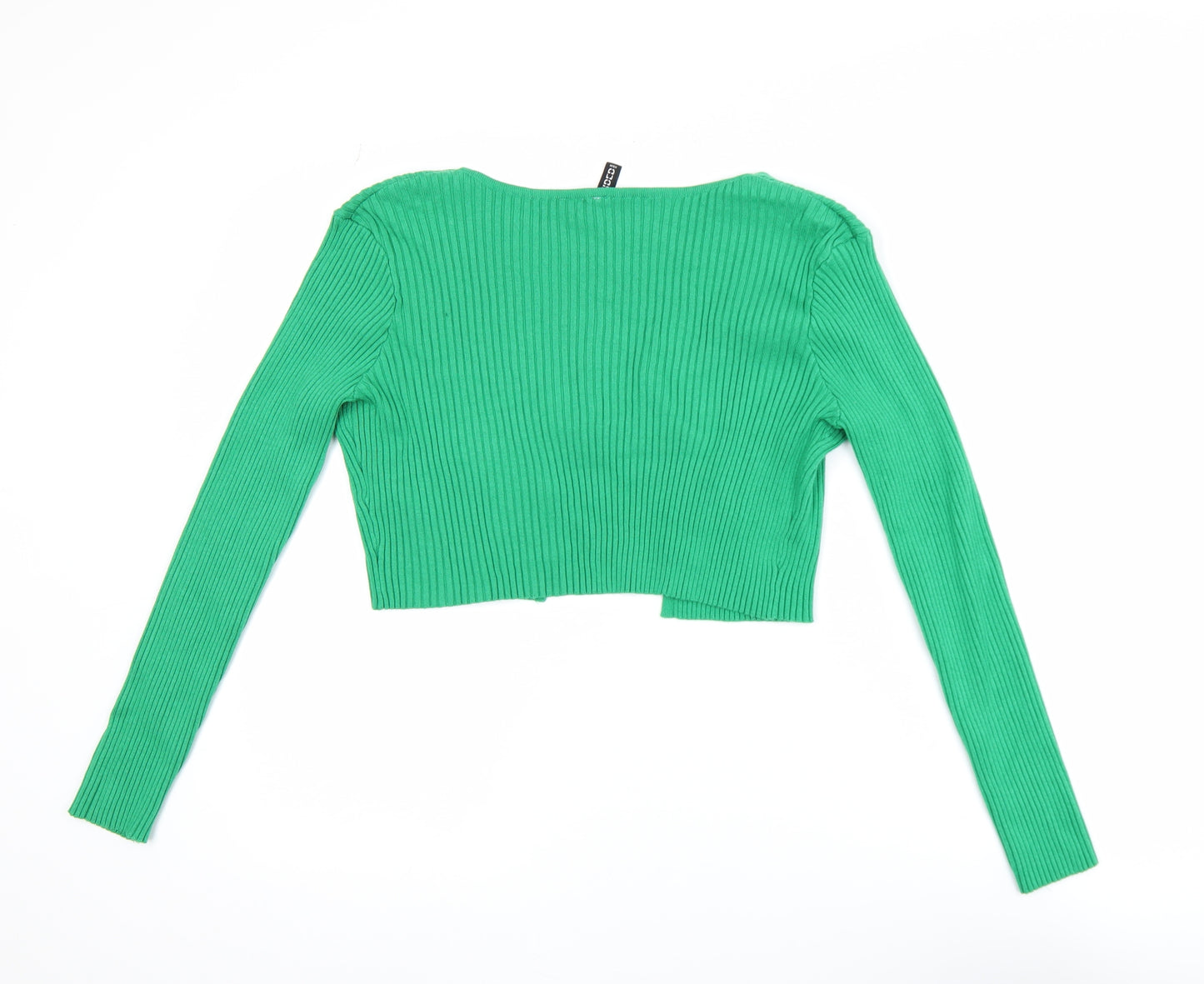 H&M Divided Green V-Neck Ribbed Knit Cropped Cardigan Women’s Size 12