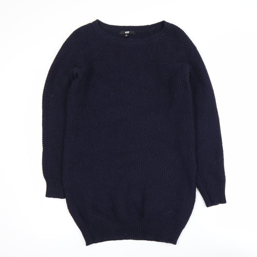 UNIQLO Women's Blue Chunky-Knit Wool Blend Pullover Jumper XS